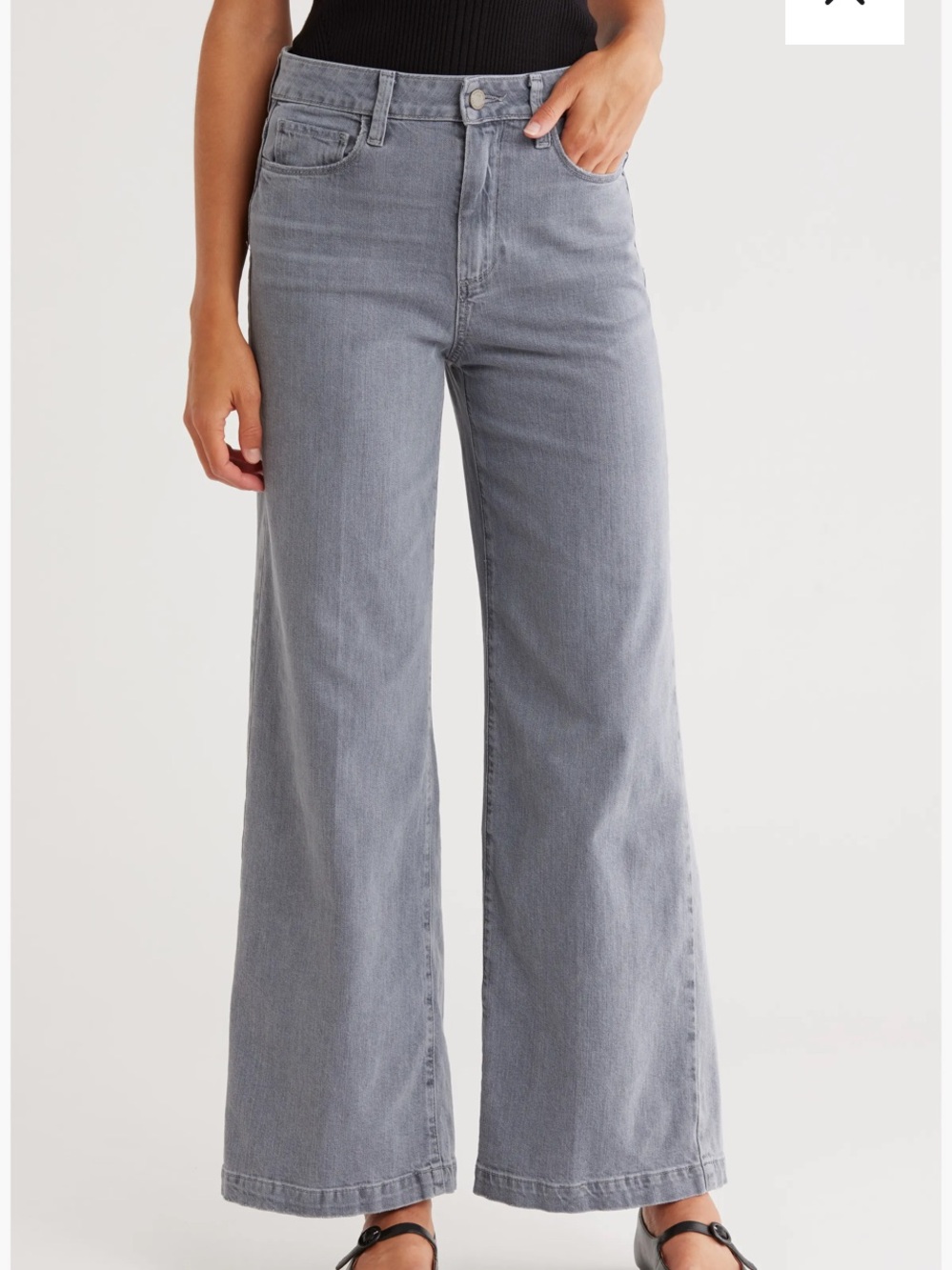 PAIGE Genesee High Rise Wide Leg Jeans in Curris Gray Size 24 NWT